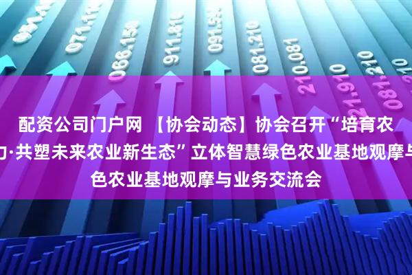 配资公司门户网 【协会动态】协会召开“培育农业新质生产力·共塑未来农业新生态”立体智慧绿色农业基地观摩与业务交流会